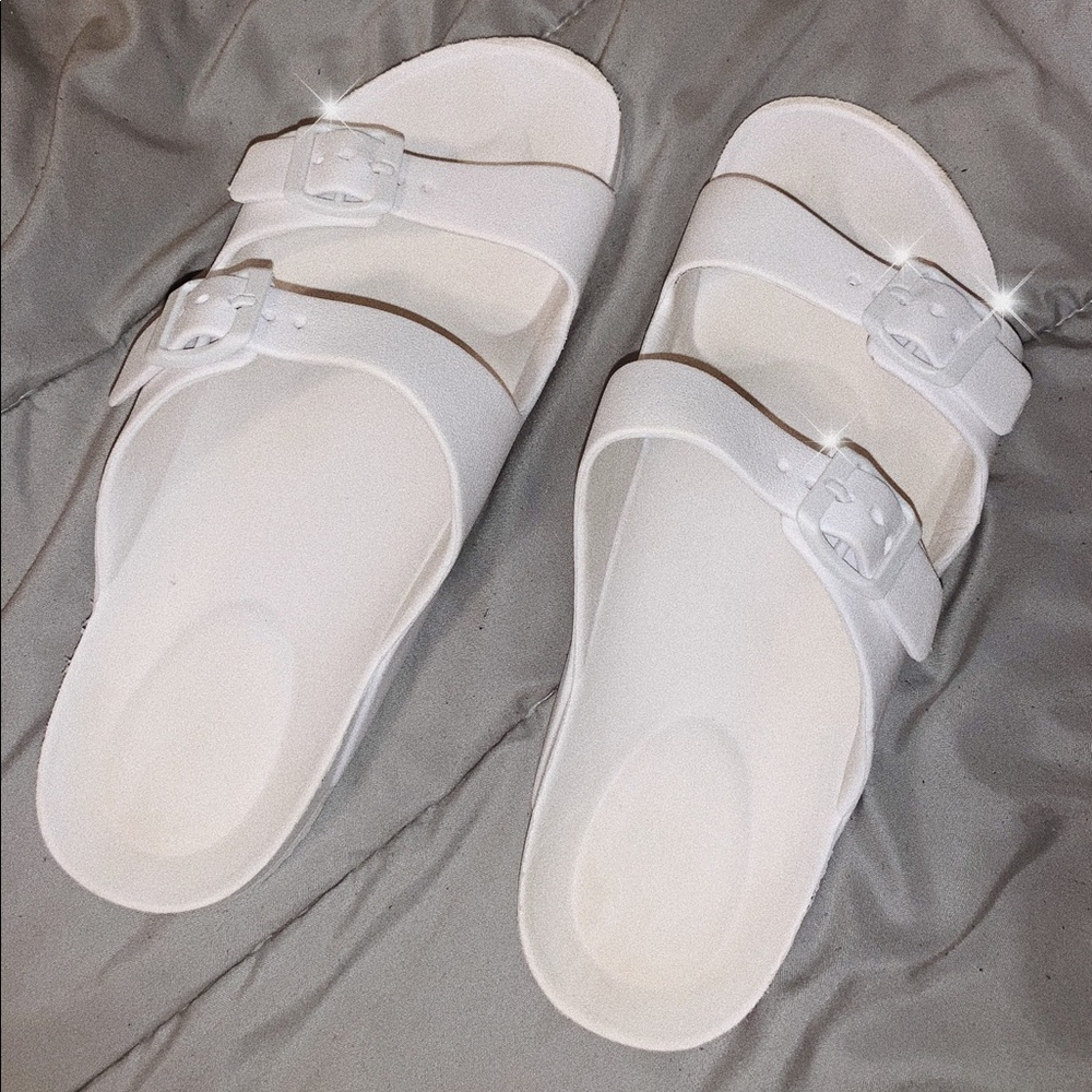 white sandals